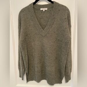 Madewell Olive Green Wool Blend V-Neck Sweater, Size XS